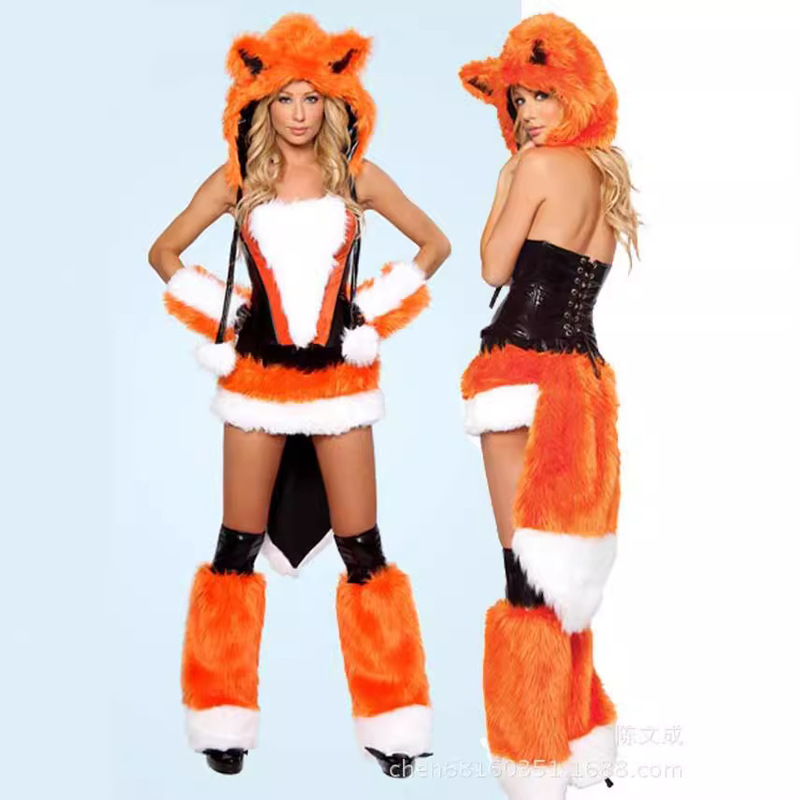 cosplay Wansheng party costume Ape role play European and American uniform orange with big tail Wolf game suit cosplay Wansheng party costume Ape role play European and American uniform orange with big tail Wolf game suit