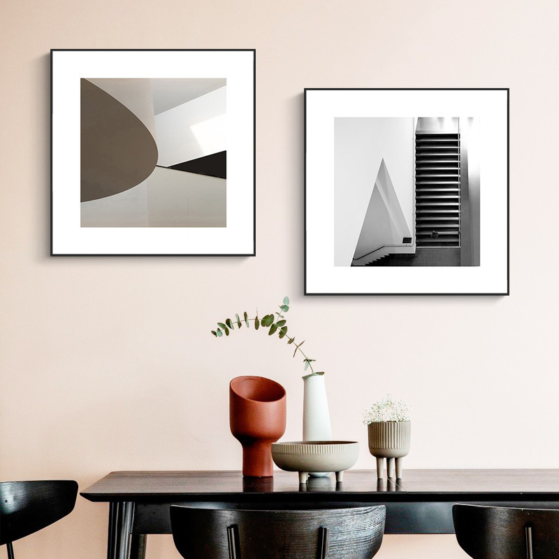 Living Room Soft Decoration Painting Square Background Wall Mural Abstract Architecture Office Hanging Painting Design Art Minimalist