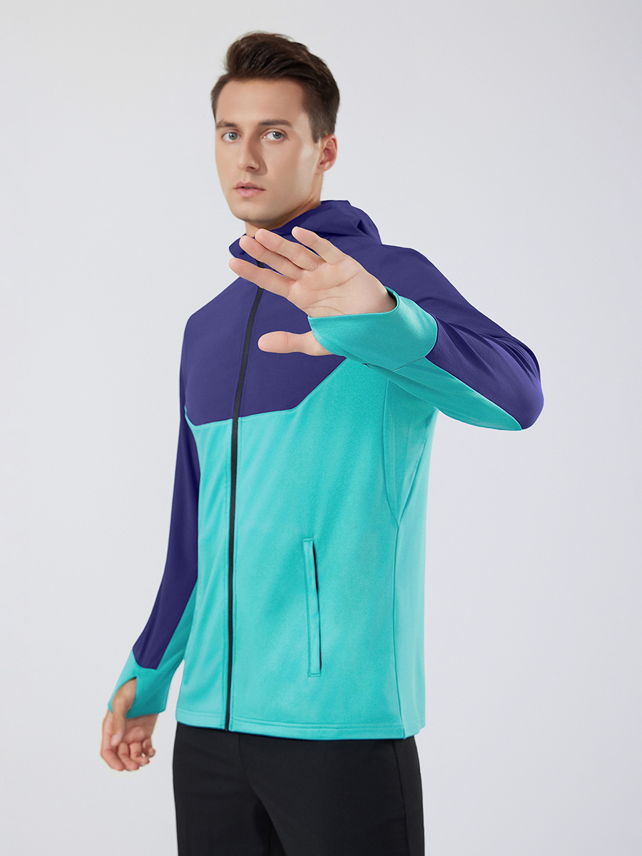 Deportes suéter con capucha de los hombres de otoño e invierno al aire libre correr fitness a prueba de viento cálido forro polar con capucha chaqueta deportiva casual