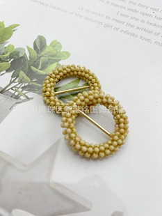 2023 plastic beads handmade beaded belt buckle three alloy tremolo with inner diameter 2.5 Round hand-knitted batch