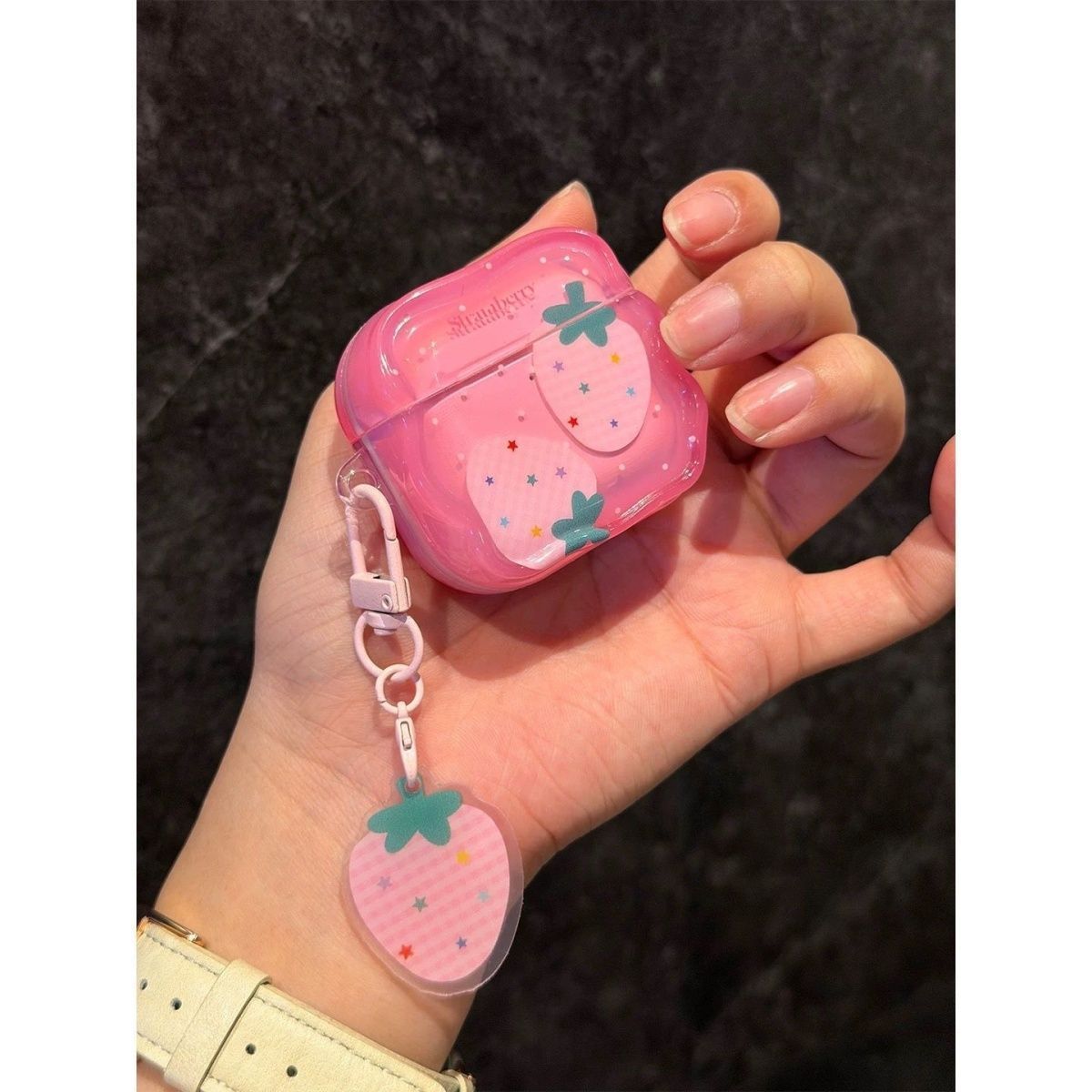 Graffiti Jelly Strawberry para AirPodsPro3 / 2 auriculares AirPods4 generación Bluetooth Cover5