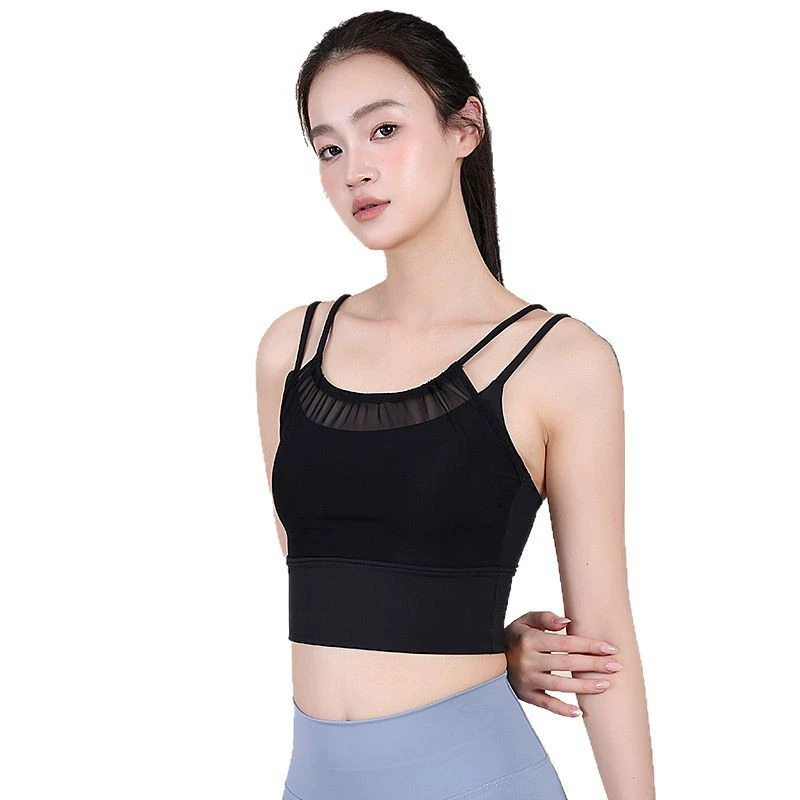 Summer sports bra, high strength underwear, yoga clothing for gym, vest, top with cups, breast pads, for running