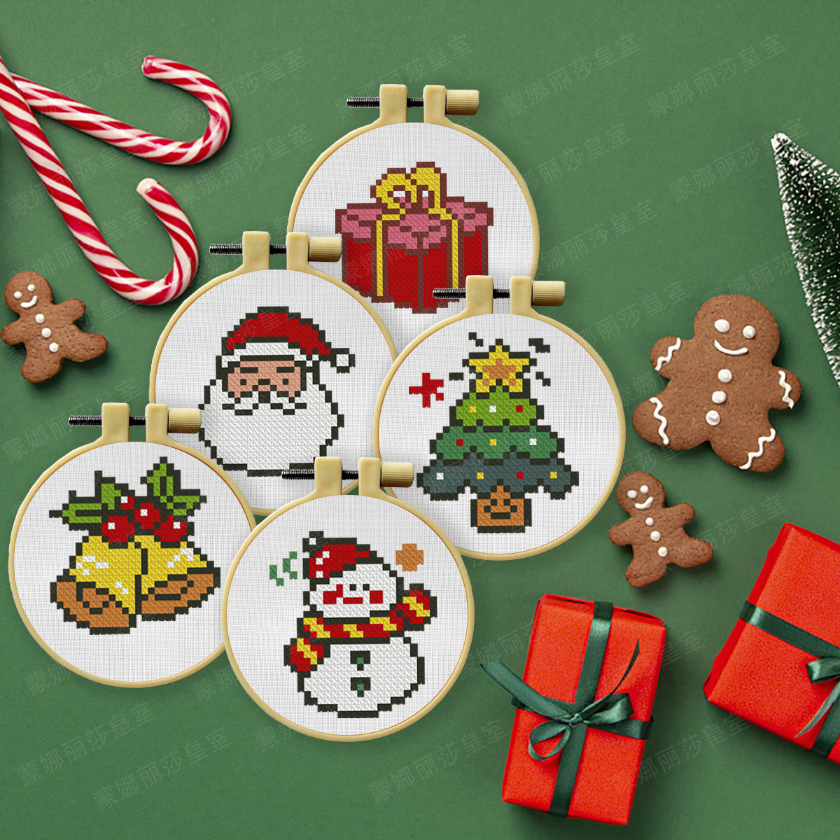 Nuevos productos transfronterizos de bordado cruzado de navidad llavero material paquete DIY niños bordados cruzados a mano bordados de bordado