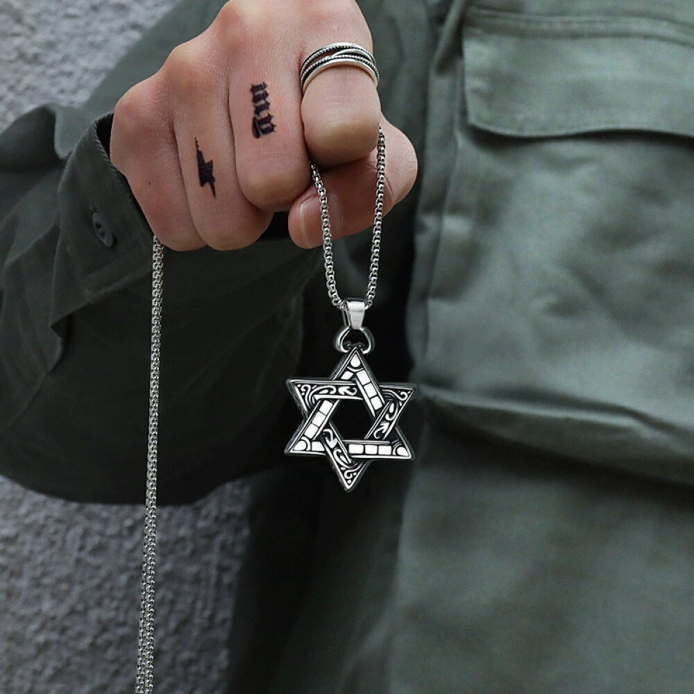 Ожерелье из титановой стали, модный универсальный модный кулон с шестиконечной звездой для мужчин, персонализированный модный аксессуар