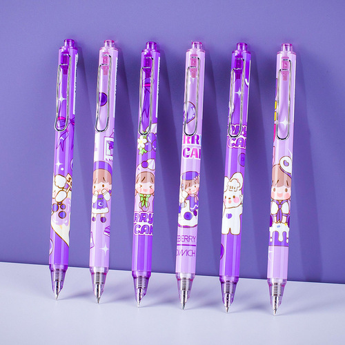 A high-quality, replaceable ink cartridge steel pen with a cartoon, cute design, suitable for primary school students to practice writing, push-button pen, wholesale