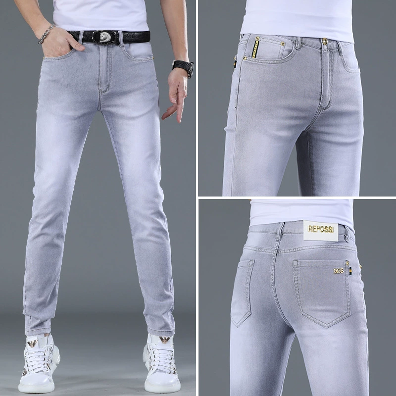 Высококачественные европейские новые эластичные мужские джинсы узкие мужские джинсы мужские европейские модные штаны
