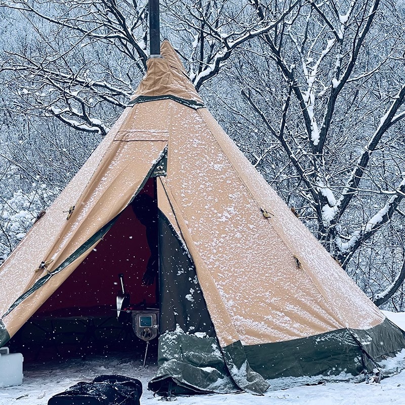 Tentipi 7/9 사람들 고급 캠핑 첨탑 인도 텐트 피라미드 겨울 텐트는 불을 만들 수 있습니다