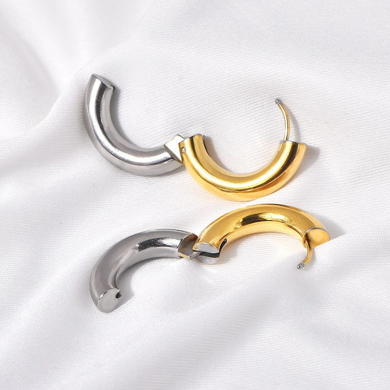 Round, Color Block Pattern 1 Pair Casual Simple Style Round Color Block Plating Titanium Steel Earrings
