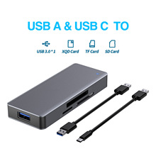 USB 3.0 TYPE C转XQD+SD+TF+USB*1读卡器HUB铝合金外壳配双线