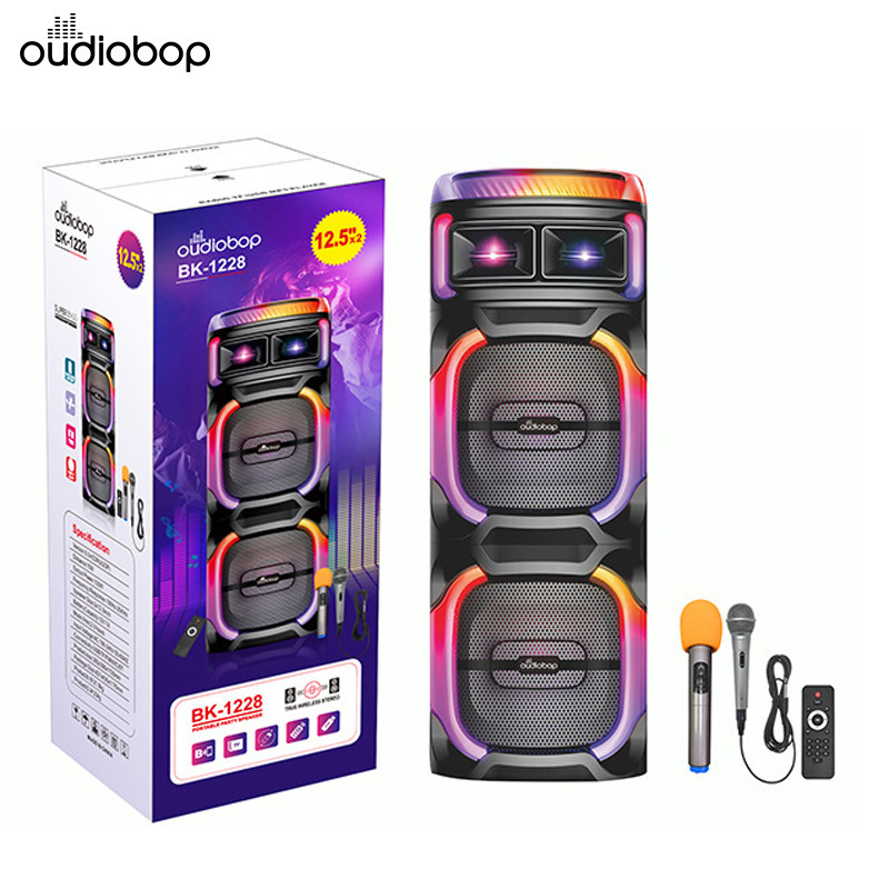 Altavoz Bluetooth inalámbrico transfronterizo de alta potencia doble de 12 pulgadas al aire libre baile cuadrado karaoke hogar Bluetooth audio subwoofer