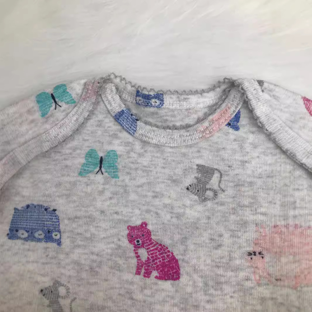 2024 가을  긴 소매 면 프린트 점프 수트  소녀 옷 귀여운 기본 코트 대외 무역 가방 방귀 옷