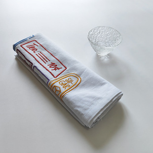 Factory Made Letter Embroidered Cotton Tea Towel Restaurant High-end Napkin Cloth New Style Kitchen Towel Cotton Tea Towel