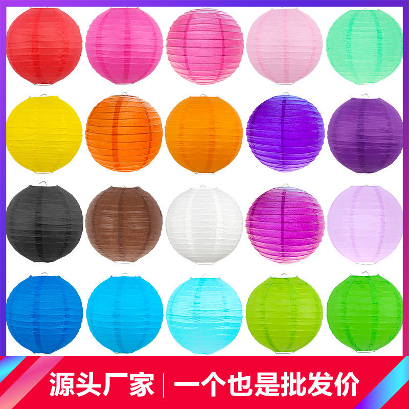 Mid-Autumn National Day Decorative Color Paper Lantern Wedding Festive Children diy Handmade Painting Round Folding Lantern