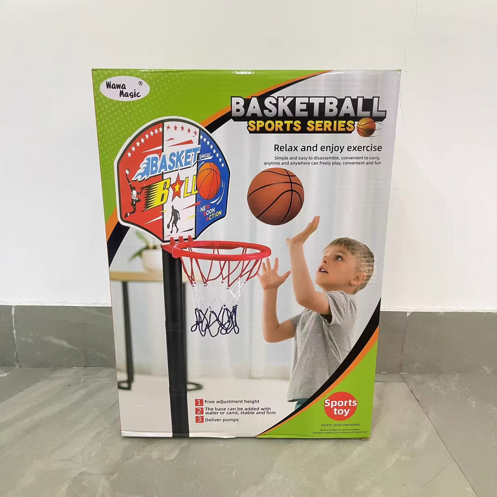Tablero de plástico interior Soporte de baloncesto para niños Marco de baloncesto para niños Ocio Deportes Baloncesto Tablero de juguete
