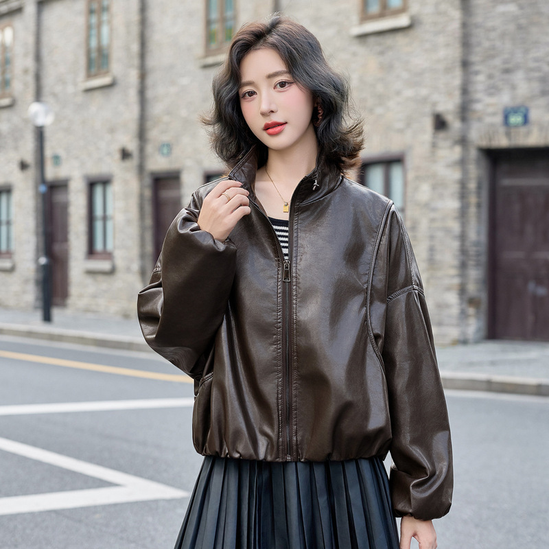 全植鞣真皮上衣女绵羊皮皮衣女款2025新款短款酷飒风小个子外套潮|undefined