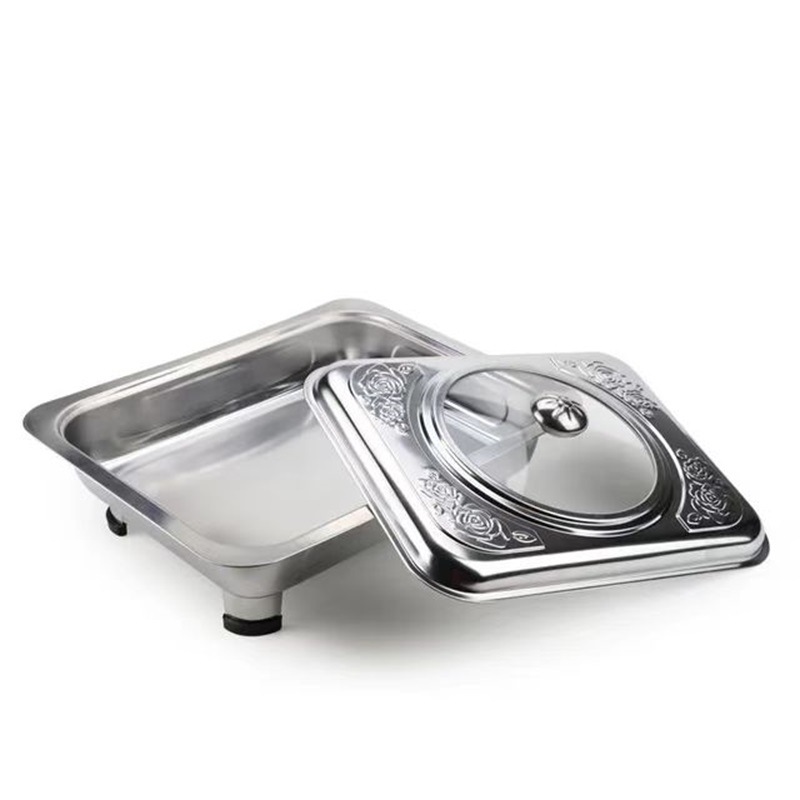 Cross-border stainless steel dining stove combination cover fast food stove hotel self-service grilled fish stove removable square four-legged stove