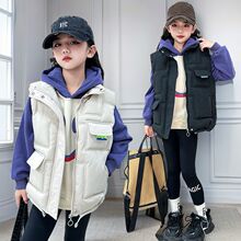 2024女童秋冬新款羽绒棉马甲冬装中大童休闲潮流时尚宽松防风马夹