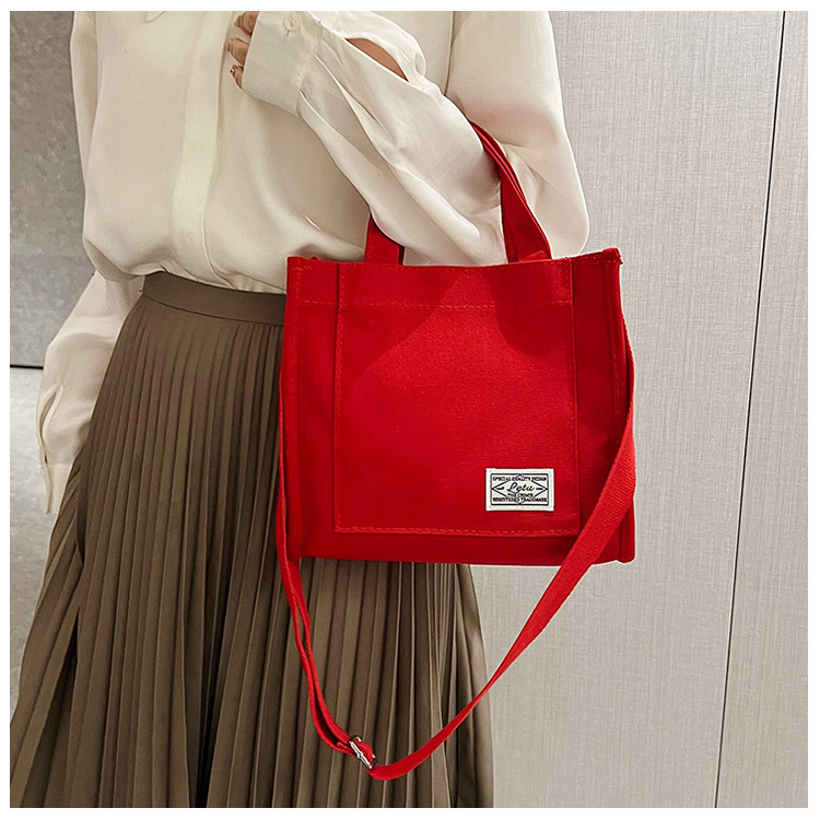 257g Weight Polyester Lining Material Sewing Thread Fashion Element Zipper Closure Type Single Shoulder Strap, Top Handle Strap Type Square Bag Bags Type Casual Occasion Canvas Material Solid Color Pattern All Seasons Season Women's Gender Streetwear Style Square Shape Women's Canvas Solid Color Streetwear Sewing Thread Square Zipper Square Bag 5