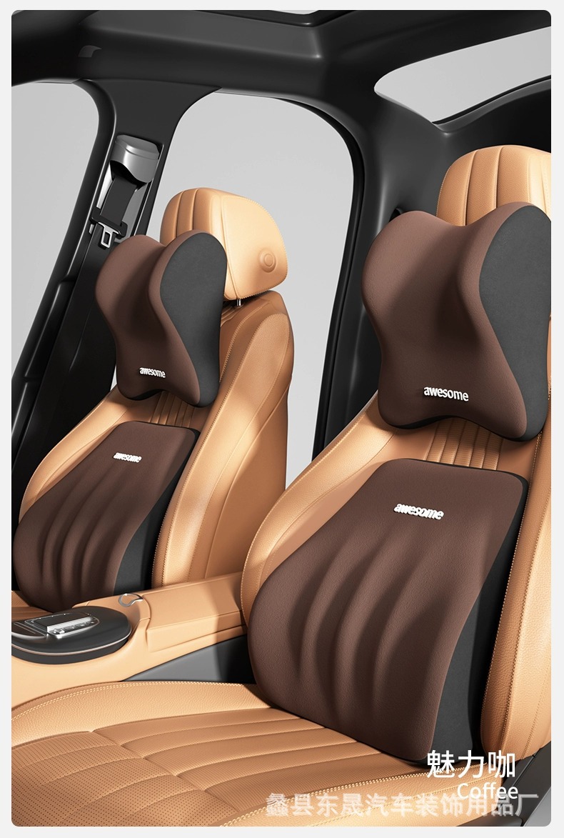 Customized Car Headrest Memory Foam Lumbar Support, Enlarged and Widened for Comfort, Car Seat Support with Logo Printing Available