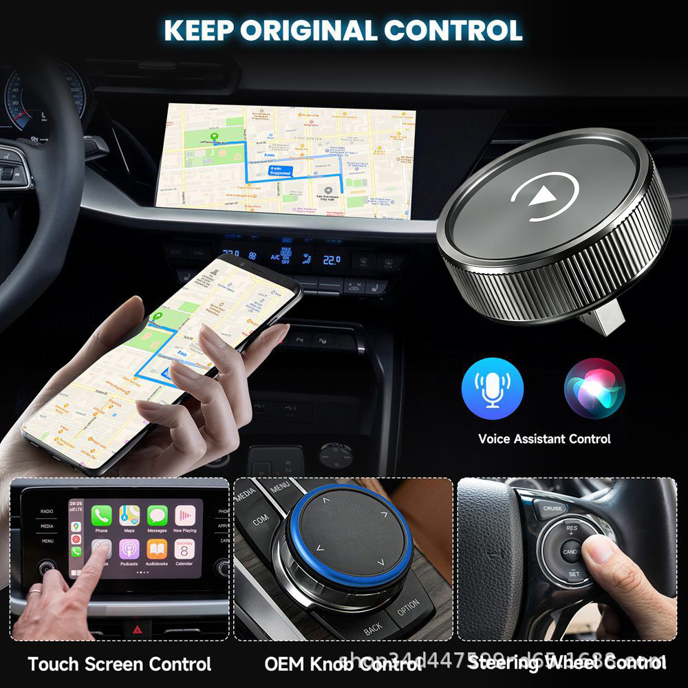 Cross-border CarPlay Apple and Android 2-in-1 Wired to Wireless Car Smart Navigation CarPlay Adapter Box