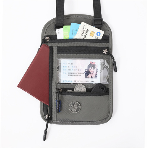 Cross-border best-selling multi-functional halter neck document bag RFID travel passport bag waterproof ticket document protective cover