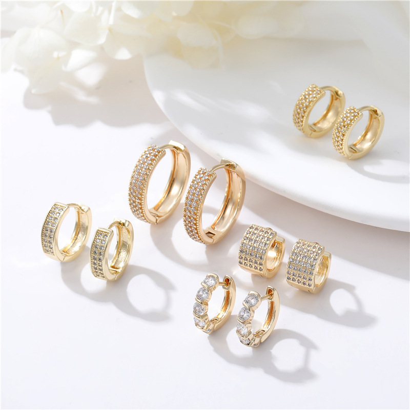 2025 New Summer Style European and American Cross-Border Exclusive Simple and Fashionable Zircon Earrings Personalized Trendy High-End Earrings for Women