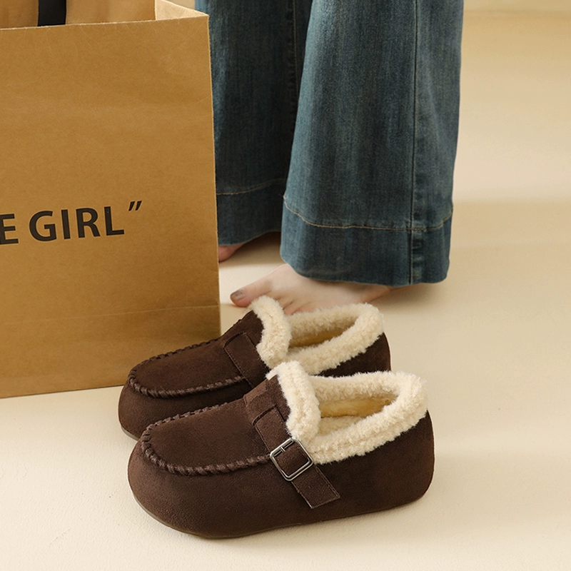 Fleece demi-season loafers, footwear, high shoes platform