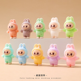 New Standing Labubu Flocked Cute Vinyl Doll Labubu Desktop Workstation Decorative Ornaments