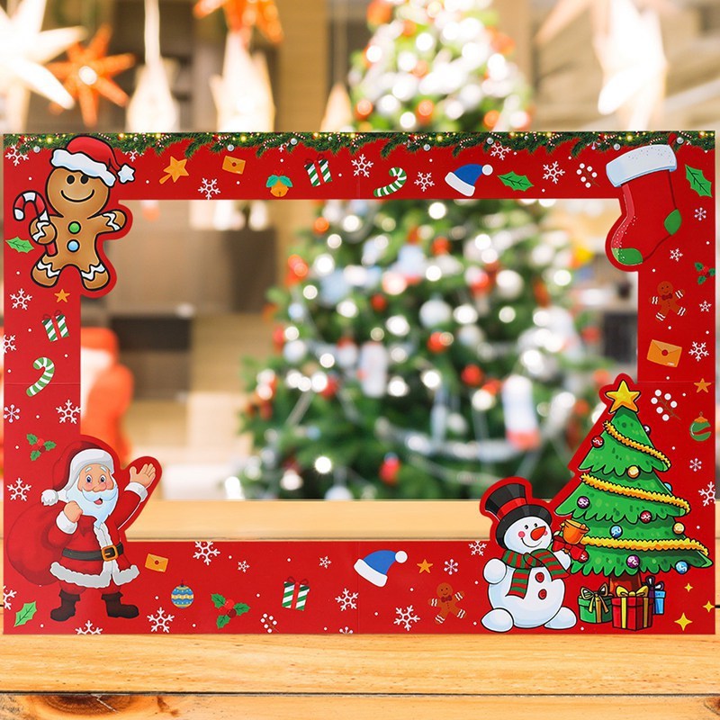 サンタクロース雪だるまクリスマスフォトフレーム撮影小道具クリスマス面白い紙フォトフレーム撮影小道具装飾|undefined