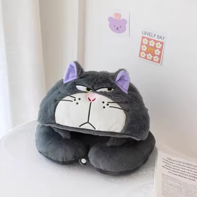 Cute cartoon Lucifer hooded u-shaped pillow neck pillow airplane travel u-shaped pillow neck pillow nap nap