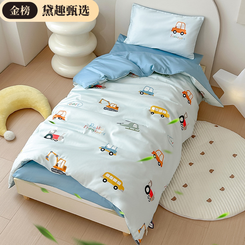 Class a Engineering Vehicle Helicopter 60-Count Cotton Kindergarten Quilt Three-Piece Set Kidsren's Mattress Mattress Six-Piece Set