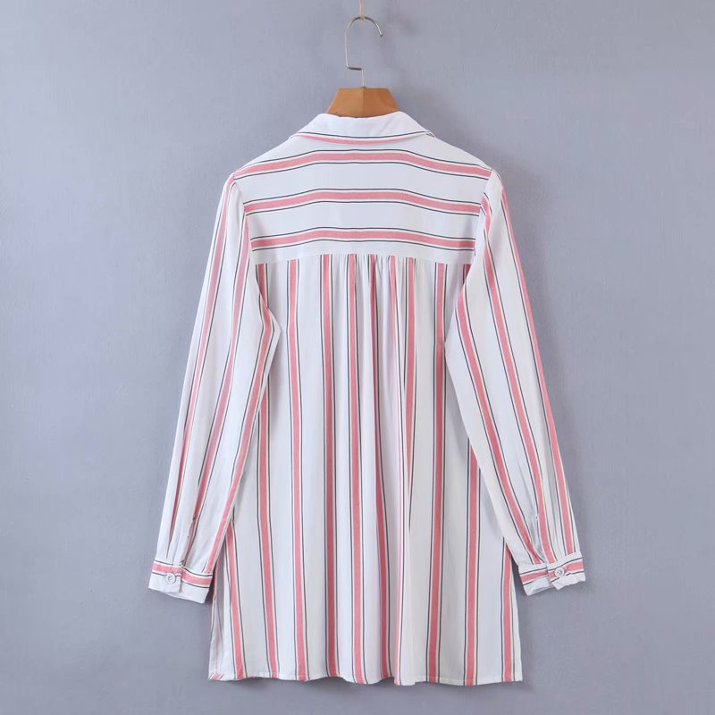 stripes mid-length long-sleeved shirt  NSAM38360