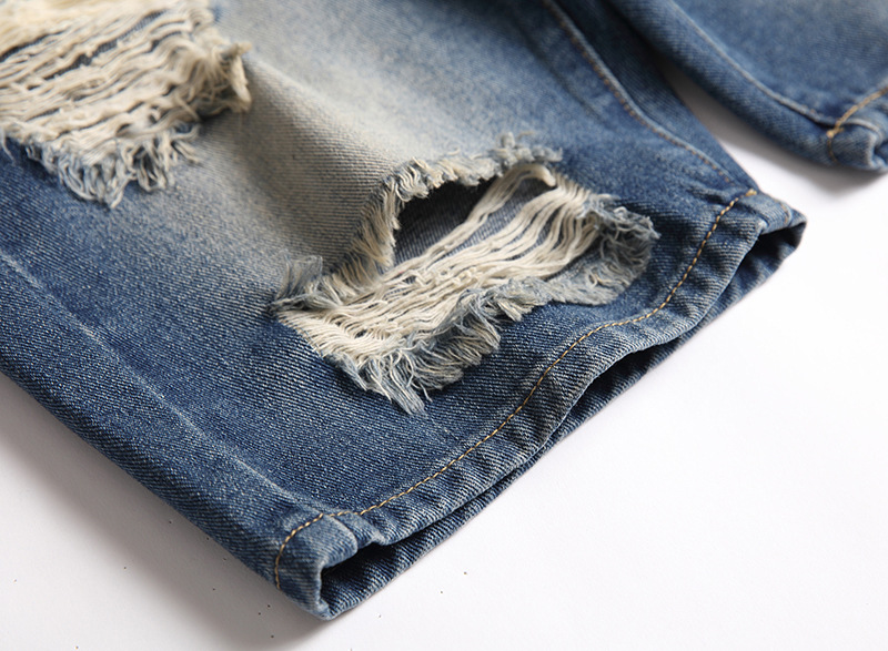 Pantaloncini jeans uomo distressed taglio dritto casual vintage_voghion.com