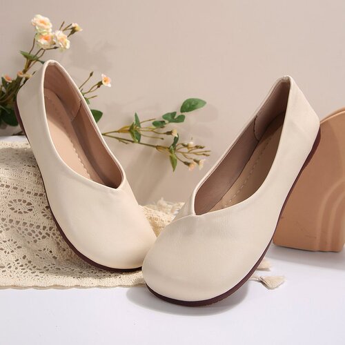 Large size single-layer women's 2024 spring and summer new round head shallow cut flat-heeled mother's shoes casual minococcasin-minoccasin-bean shoes foreign trade wholesale