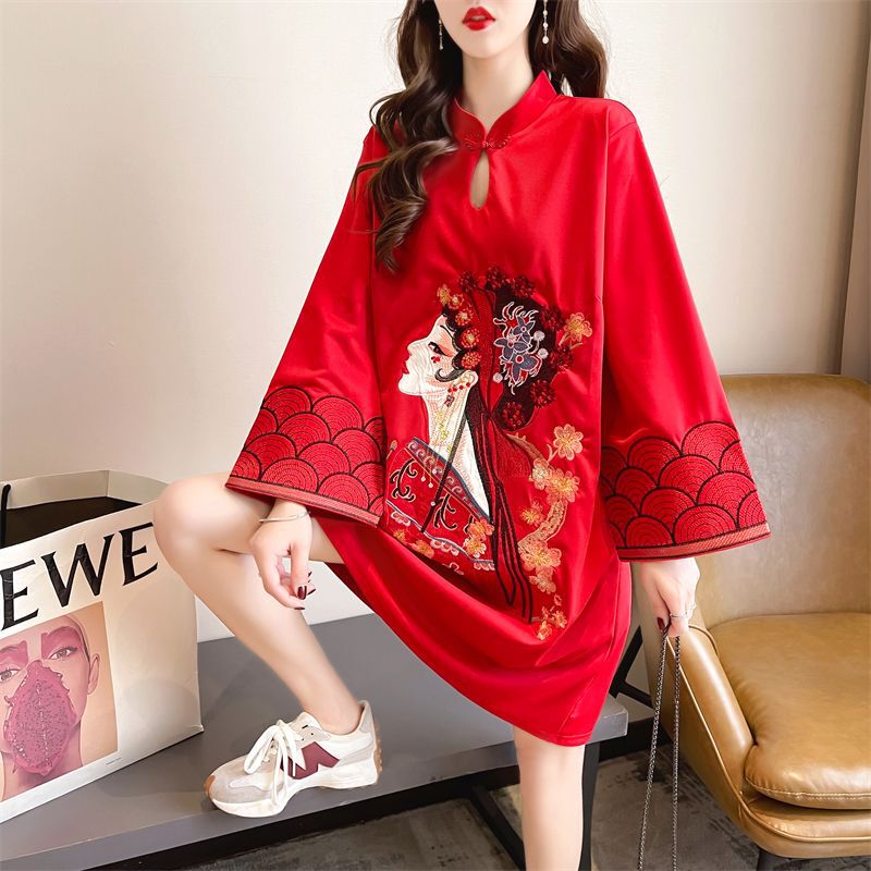 Black Cheongsam 2025 Summer National Trend Printed Young Improved Girl Chinese Style Street Short Contrasting Color Dress Black Cheongsam 2025 Summer National Trend Printed Young Improved Girl Chinese Style Street Short Contrasting Color Dress