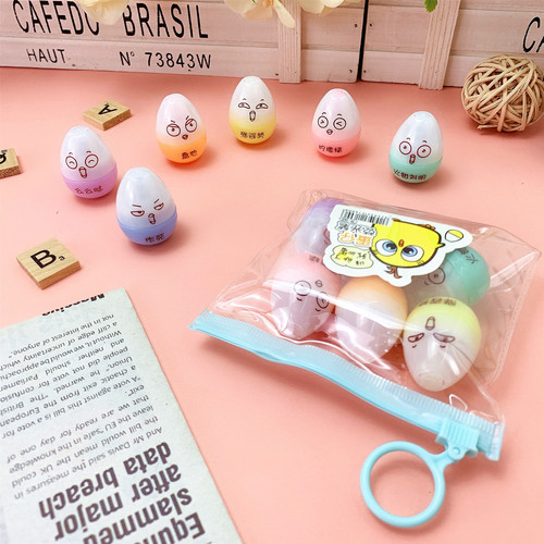 Cute and fun egg-shaped fluorescent pen for elementary school students, small size colored marker pen stationery supplies prize 