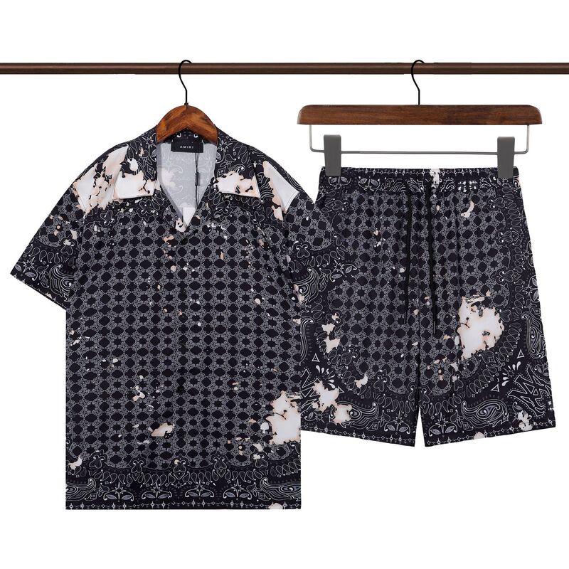 2025 Autumn and Winter Various Men's Suit Shirts Amiri Color Matching Printed Casual Short-Sleeved Shirt Sports Suit 2025 Autumn and Winter Various Men's Suit Shirts Amiri Color Matching Printed Casual Short-Sleeved Shirt Sports Suit