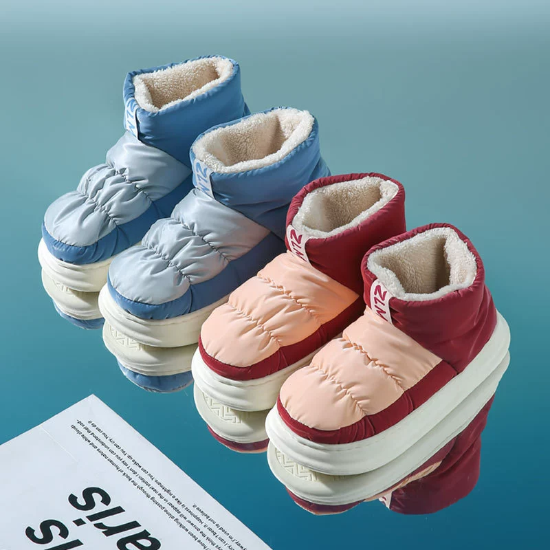 Хлопковые тапочки с высокой сумкой на каблуке, женские осенне-зимние Новые Домашние Нескользящие домашние туфли на толстой подошве для пар, верхняя хлопковая обувь, мужская непромокаемая