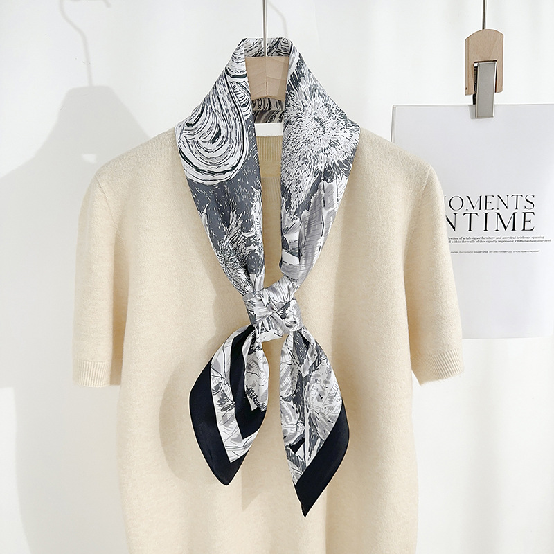 Impresión creativa de alta calidad 90 toallas de seda cuadrada de imitación femenina elegante lujoso estilo europeo y americano temperamento profesional con toallas de seda