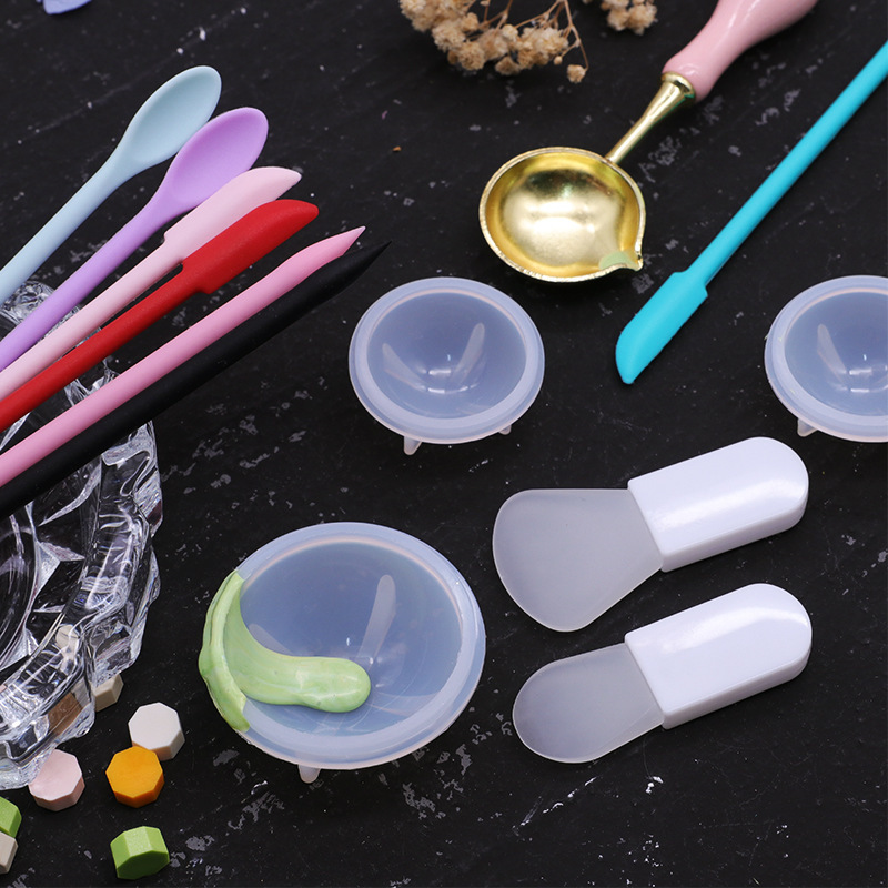 New Fire Paint Tool Double-Headed Silicone Scraper Dual-Purpose Silicone Small Scraper Spoon Stirring Stick DIY Cleaning Fire Paint Wax