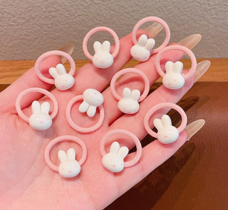 Niños lindos Miffy Dedo anillo para el cabello bebé pequeña banda de goma para el cabello de la niña atada cabello no daña cabello