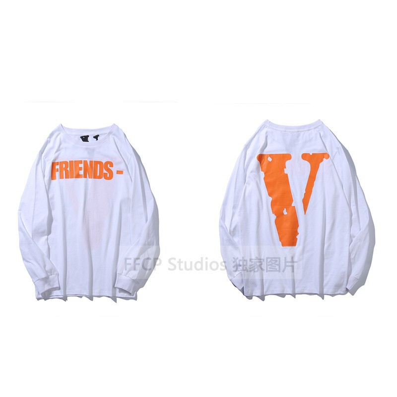 Vlone Fog Round Neck Sweatshirt Spring & Fall Couple Loose Limited Large V Long-Sleeved T-Shirt Thin Bottoming High Street Style Men