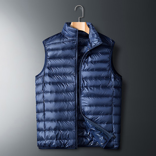 Men's and Women's Light Down Vest Men's Vertical Collar Solid Color Winter Warm Vest Sleeveless White Duck Down Pop Jacket