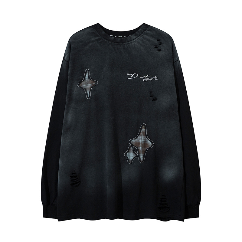 T-shirt ample à col rond pour homme avec motif délavé et ancien_voghion.com