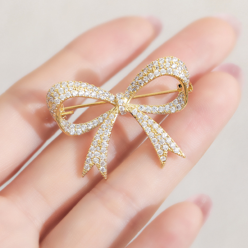 Bowknot high-grade brooch women's anti-light buckle artifact summer pin collar clothes decoration accessories