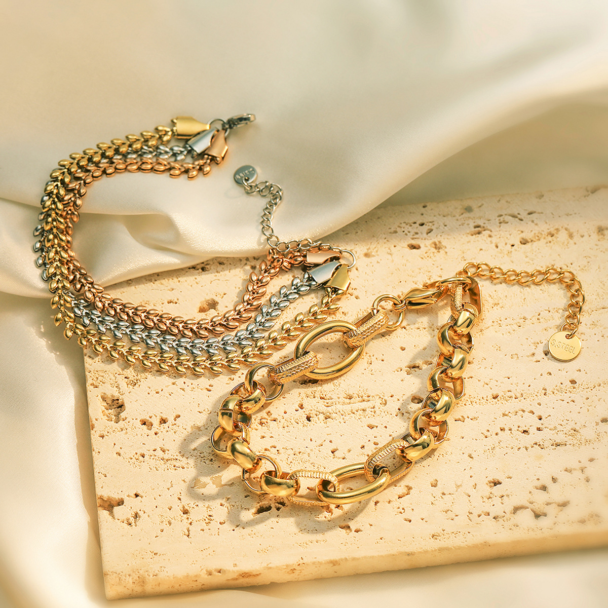 Aogu European and American cross-border simple personalized punk bracelet female INS style niche high-grade retro titanium steel bracelet New