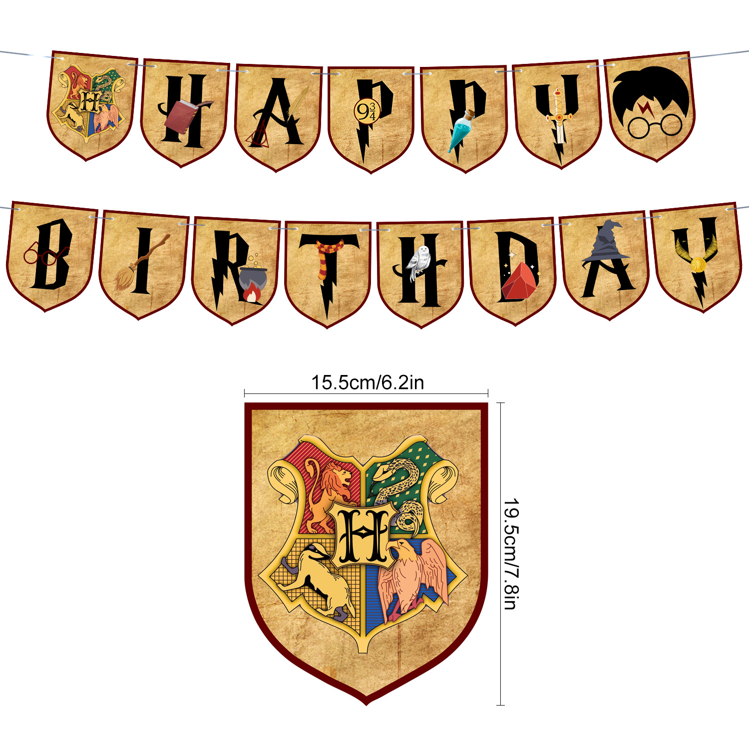 Amazon Magic Wizard Party Banner Harry Potter School of Witchcraft and Wizardry Castle Birthday Arrangement Flag Latte Art