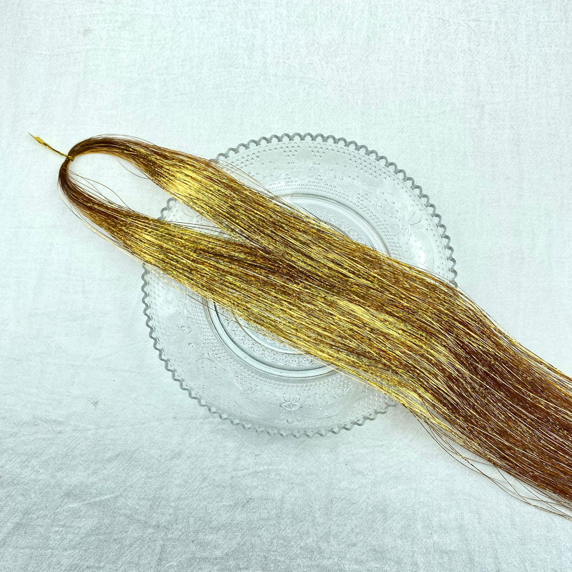 Extensiones transfronterizas de cabello tinselhair láser PET oro cabello conjunto de cabello de cebolla brillante peluca colorido fantasía