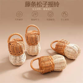 ins北欧藤编手工婴儿摇铃手摇听觉发育启蒙新生婴幼儿摇铃小玩具