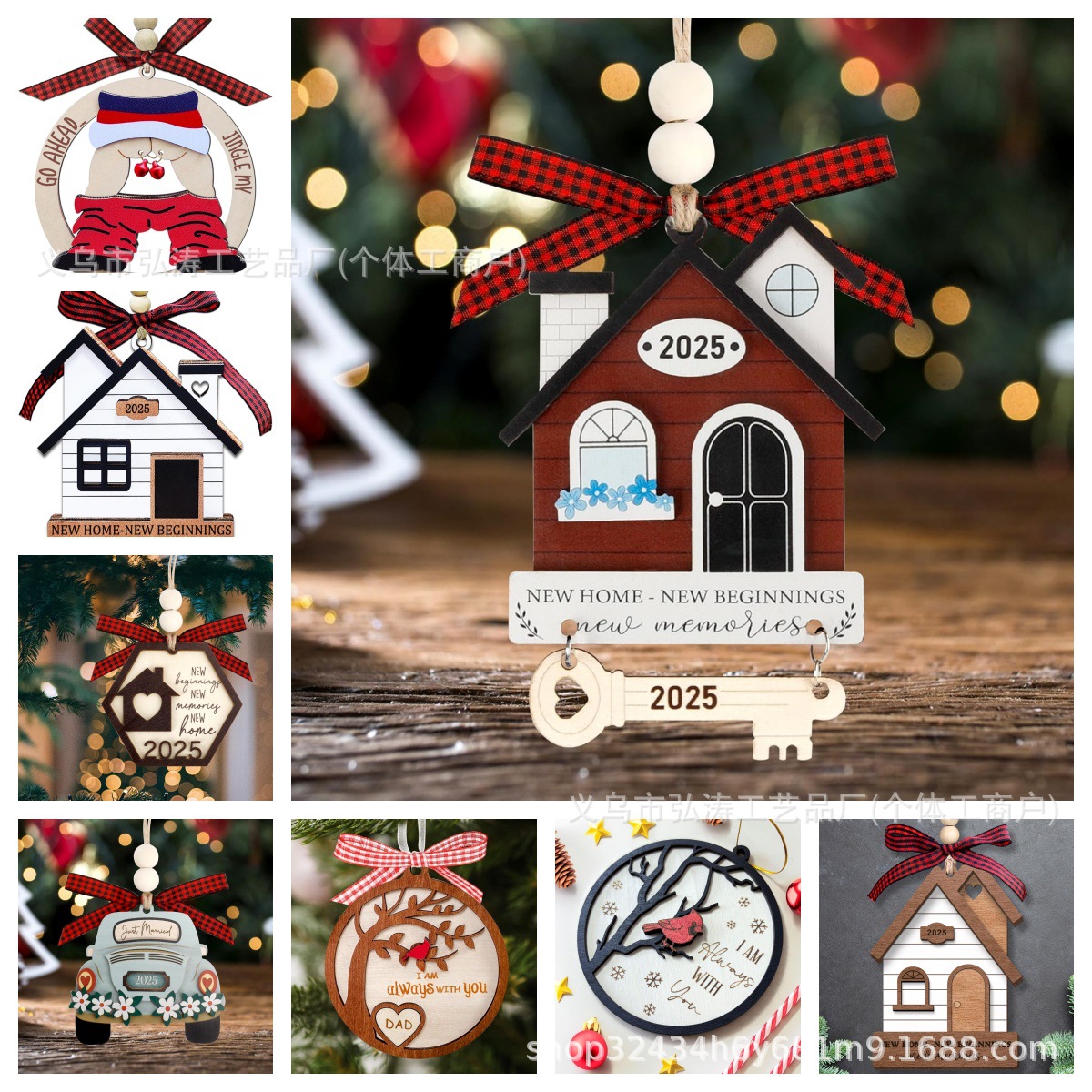 Decoración colgante 2026 nuevo mejor regalo de mudanza decoración de madera decoración para el hogar decoración del árbol de Navidad rojo